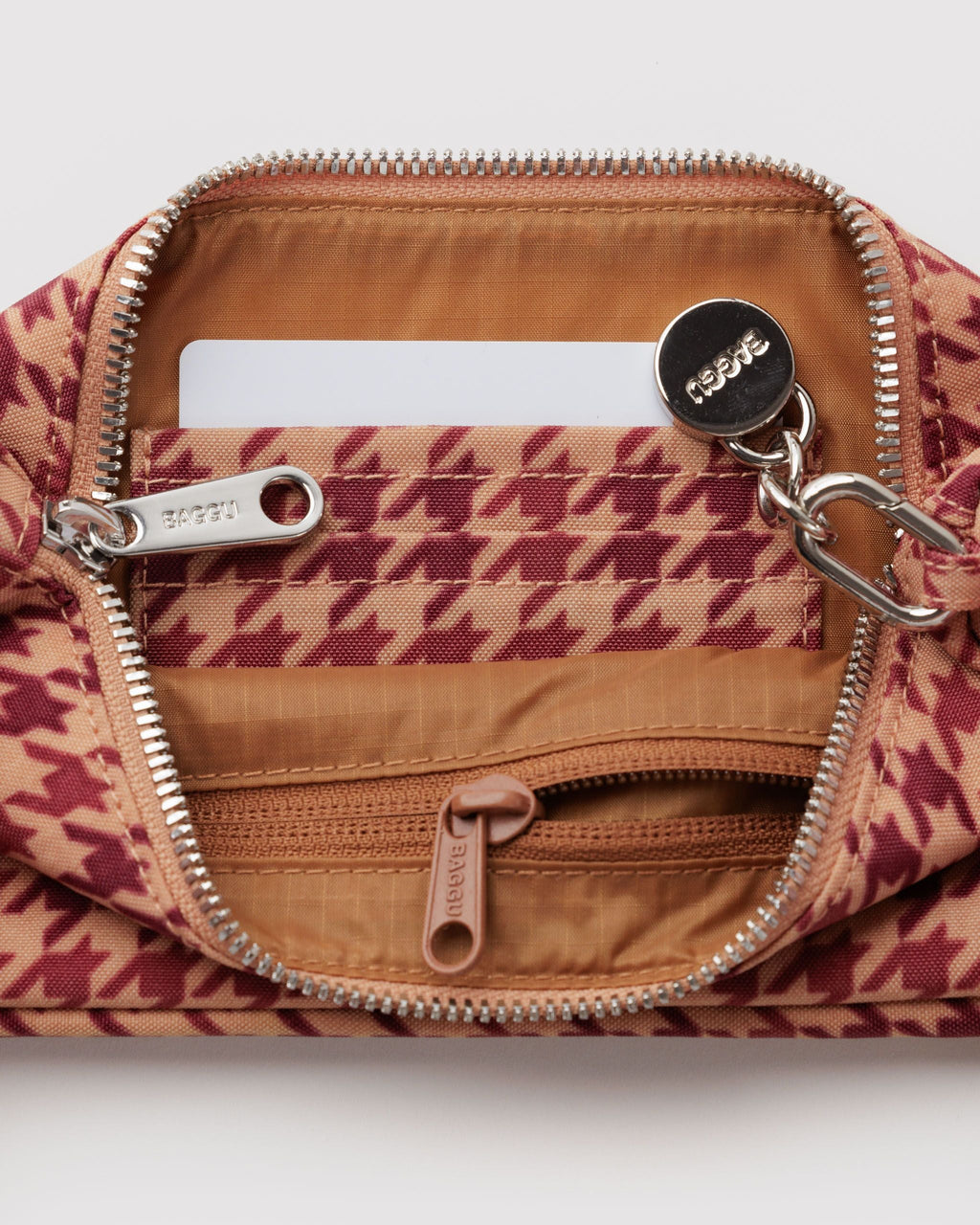 Easy Day to Night Carry - Nylon Pochette in Tan Houndstooth
