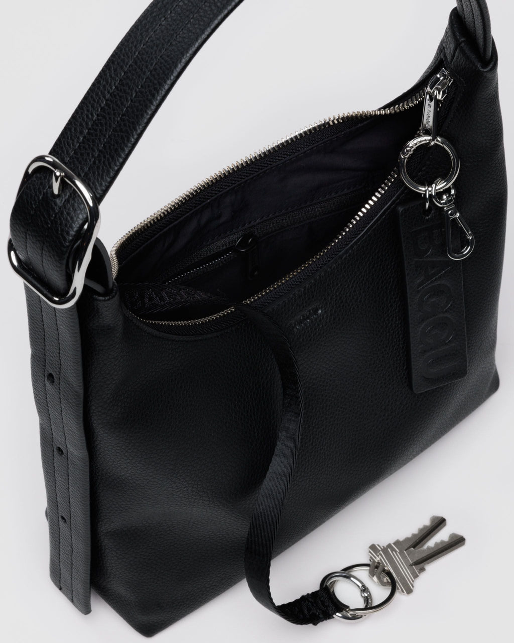 Easy Day to Night Carry - Mini Recycled Leather Shoulder Bag in Black