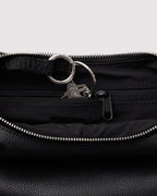 Small Recycled Leather Flat Crescent in Black - Easy Style