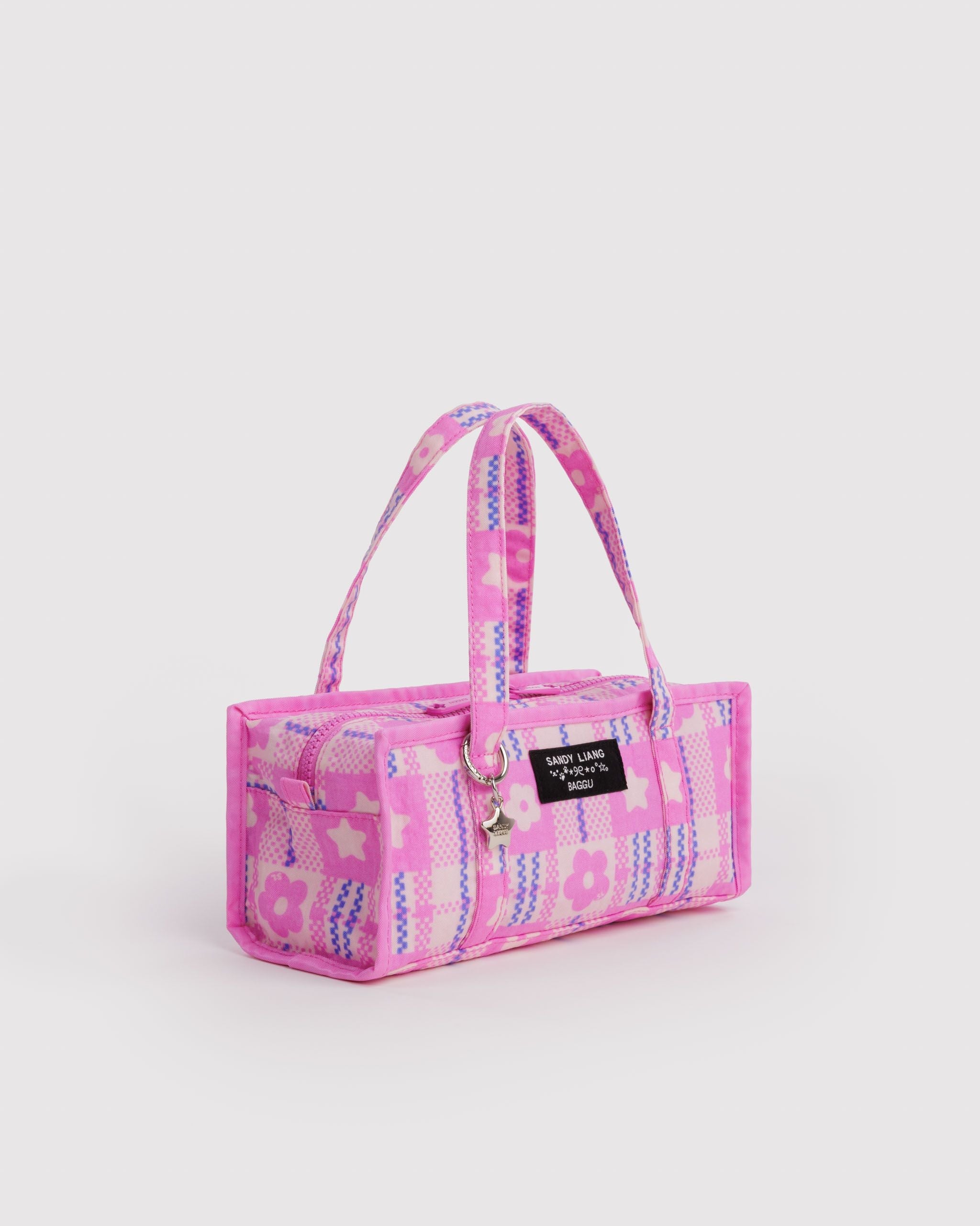 Mini Nylon Market Bag in Market Plaid Pink - Easy Style