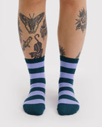 Soft Daily Essential - Crew Sock in Malachite Stripe