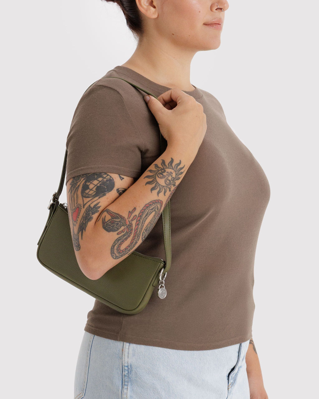 Easy Day to Night Carry - Recycled Leather Pochette in Loden