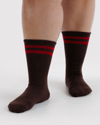 Soft Daily Essential - Ribbed Sock in Coffee Stripe