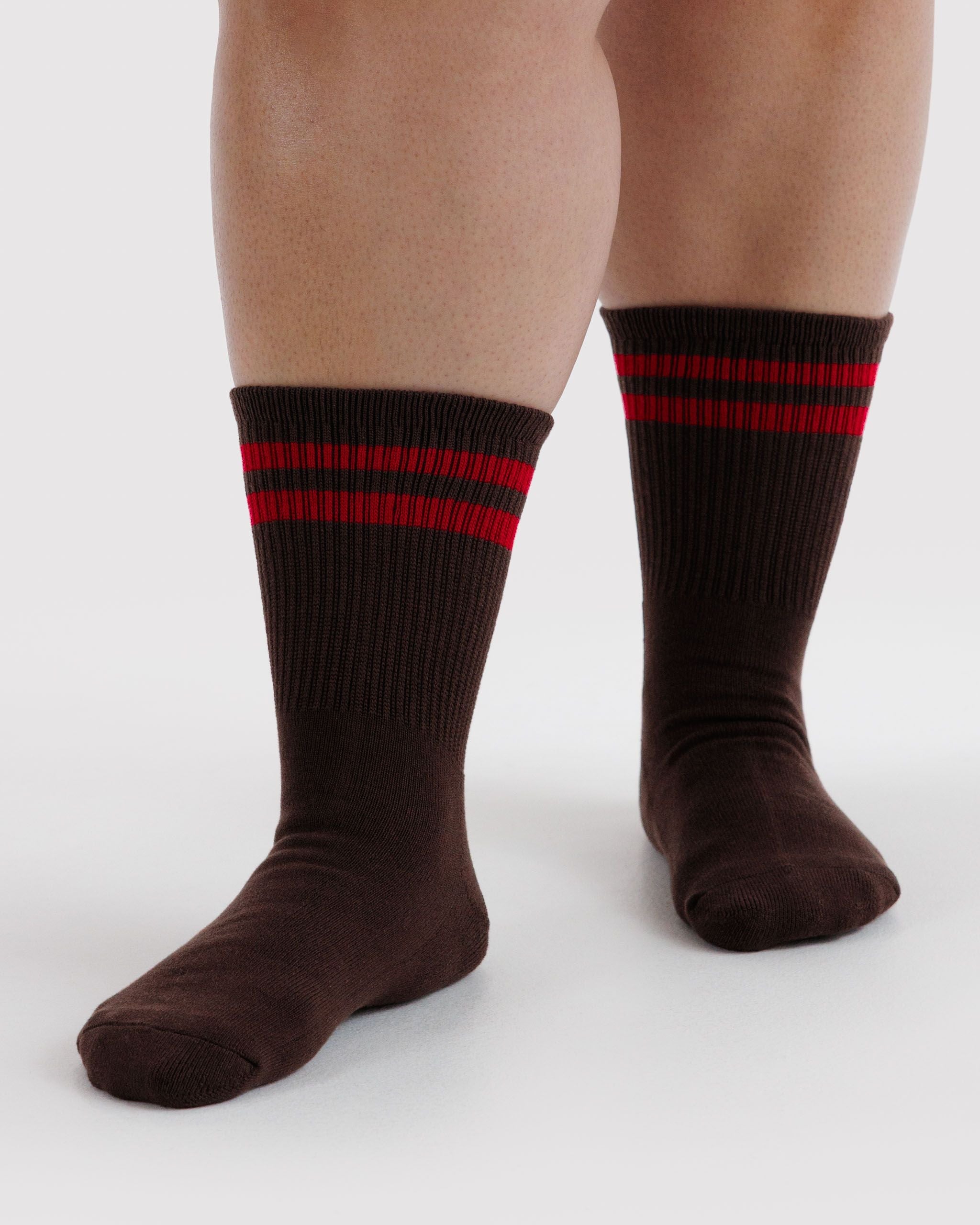 Soft Daily Essential - Ribbed Sock in Coffee Stripe