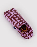 Padded Everyday Protection - Puffy Glasses Sleeve in Pink Houndstooth