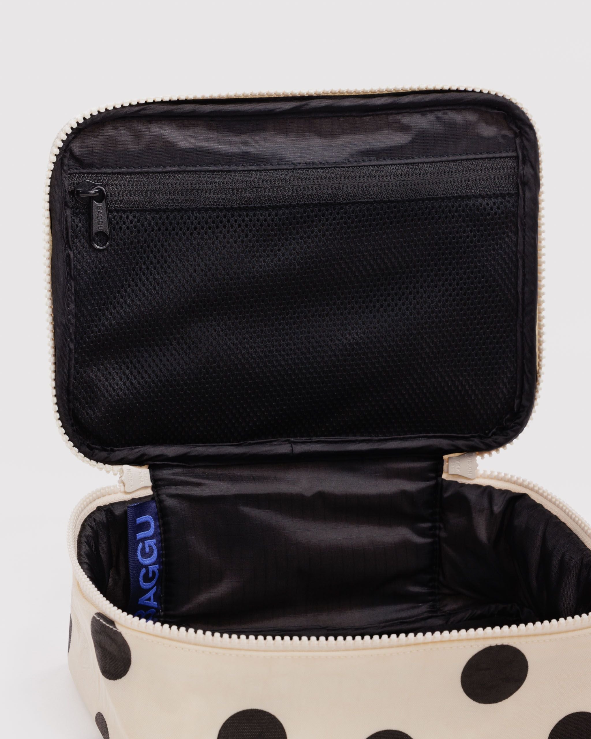 Small Cosmetic Case in Cream and Black Polka Dot - Easy Style