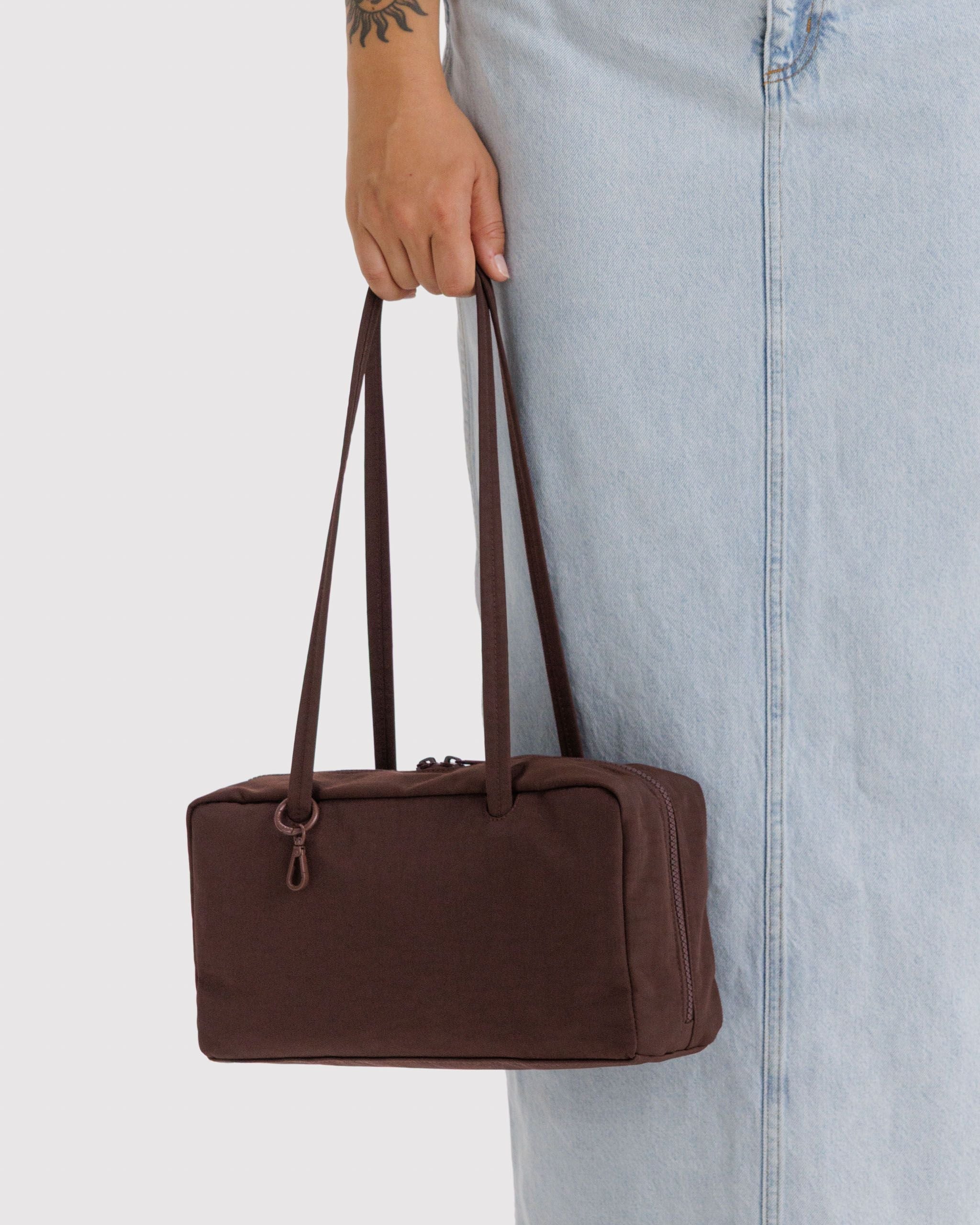 Easy Day to Night Carry - Nylon Bowler Bag in Coffee