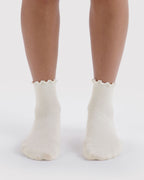 Soft Daily Essential - Lettuce Edge Sock Set of 2 in White