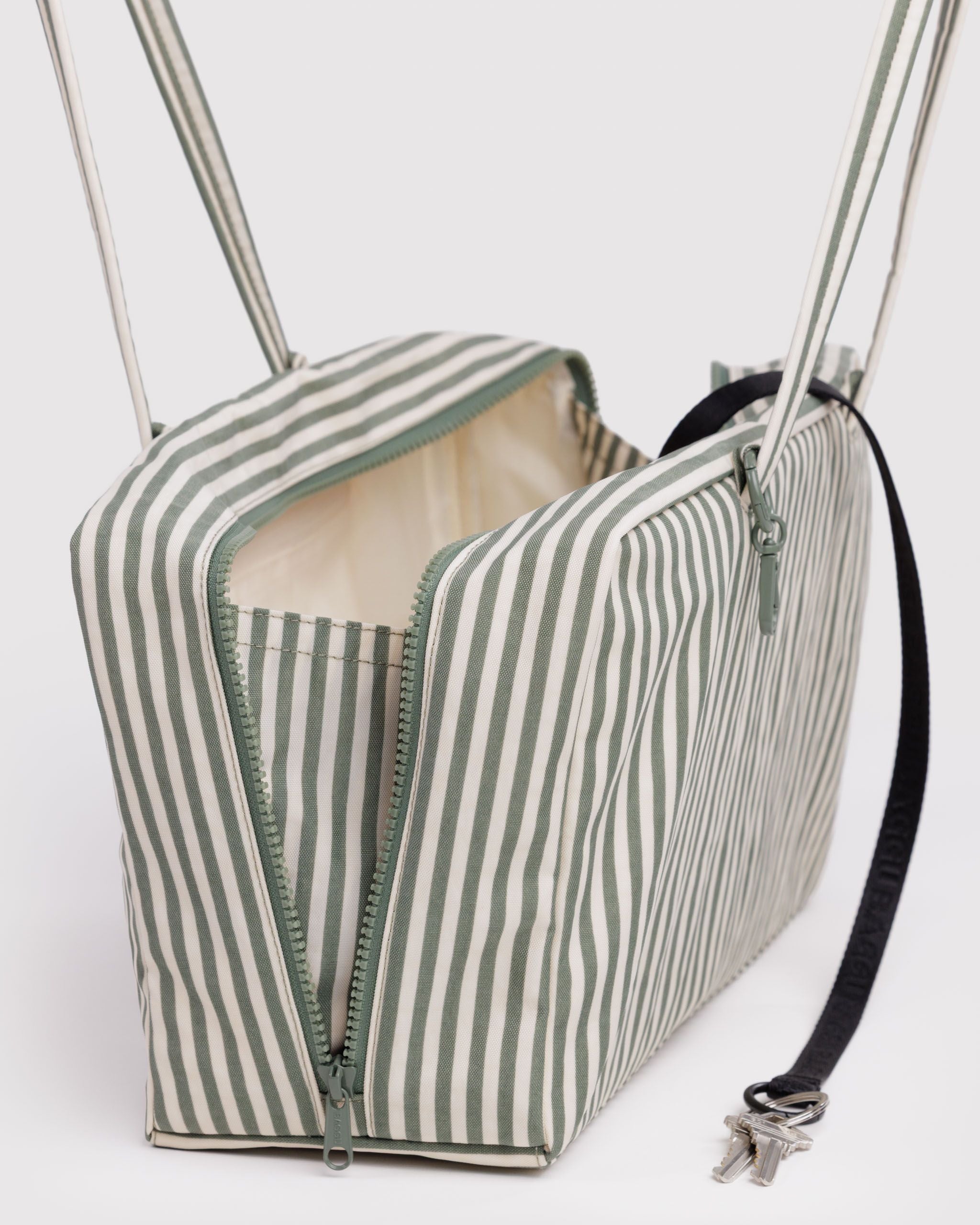 Easy Day to Night Carry - Medium Nylon Bowler Bag in Sage Stripe