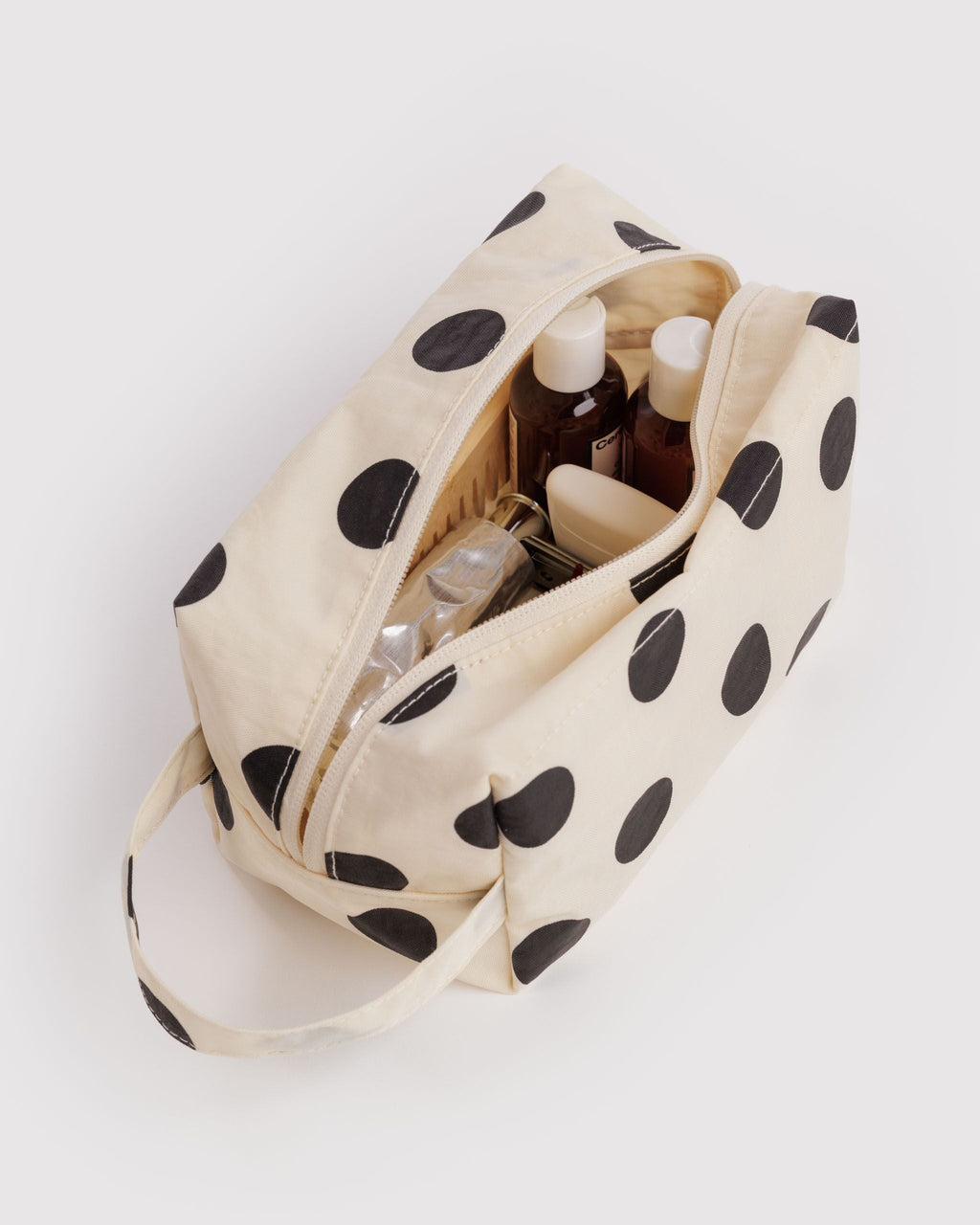 Organized Travel Essential - Dopp Kit in Cream and Black Polka Dot