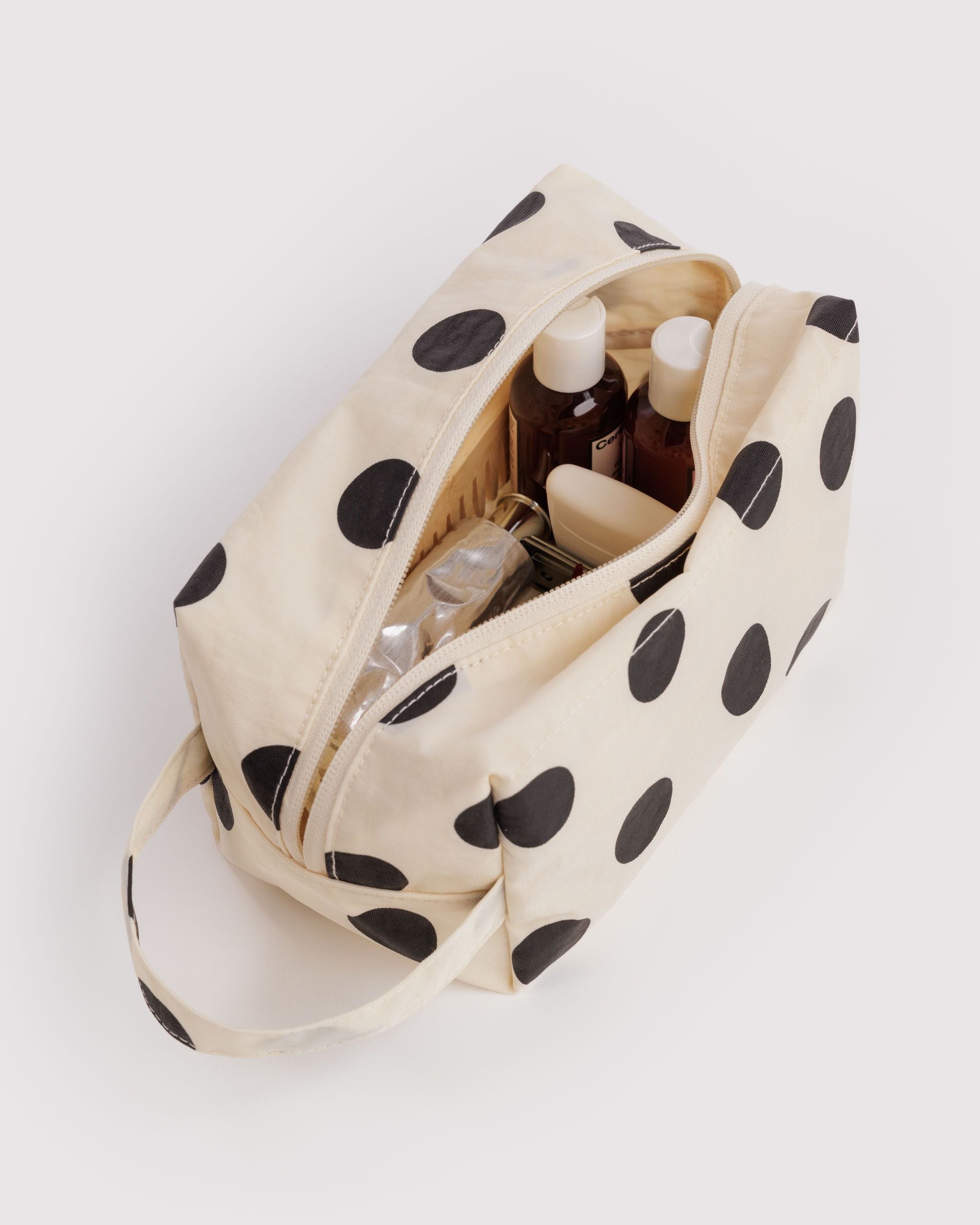 Organized Travel Essential - Dopp Kit in Cream and Black Polka Dot