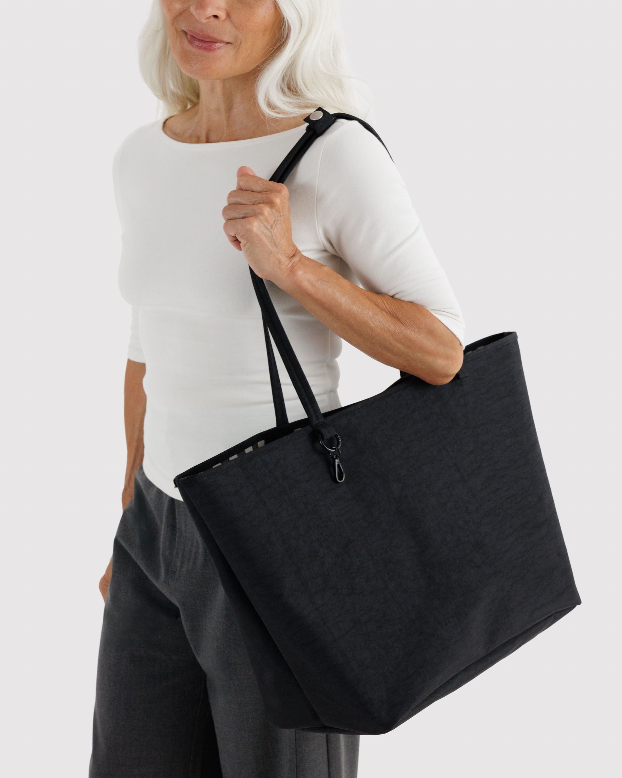 Flexible Daily Tote - Large Nylon Reversible Tote in Black Mix