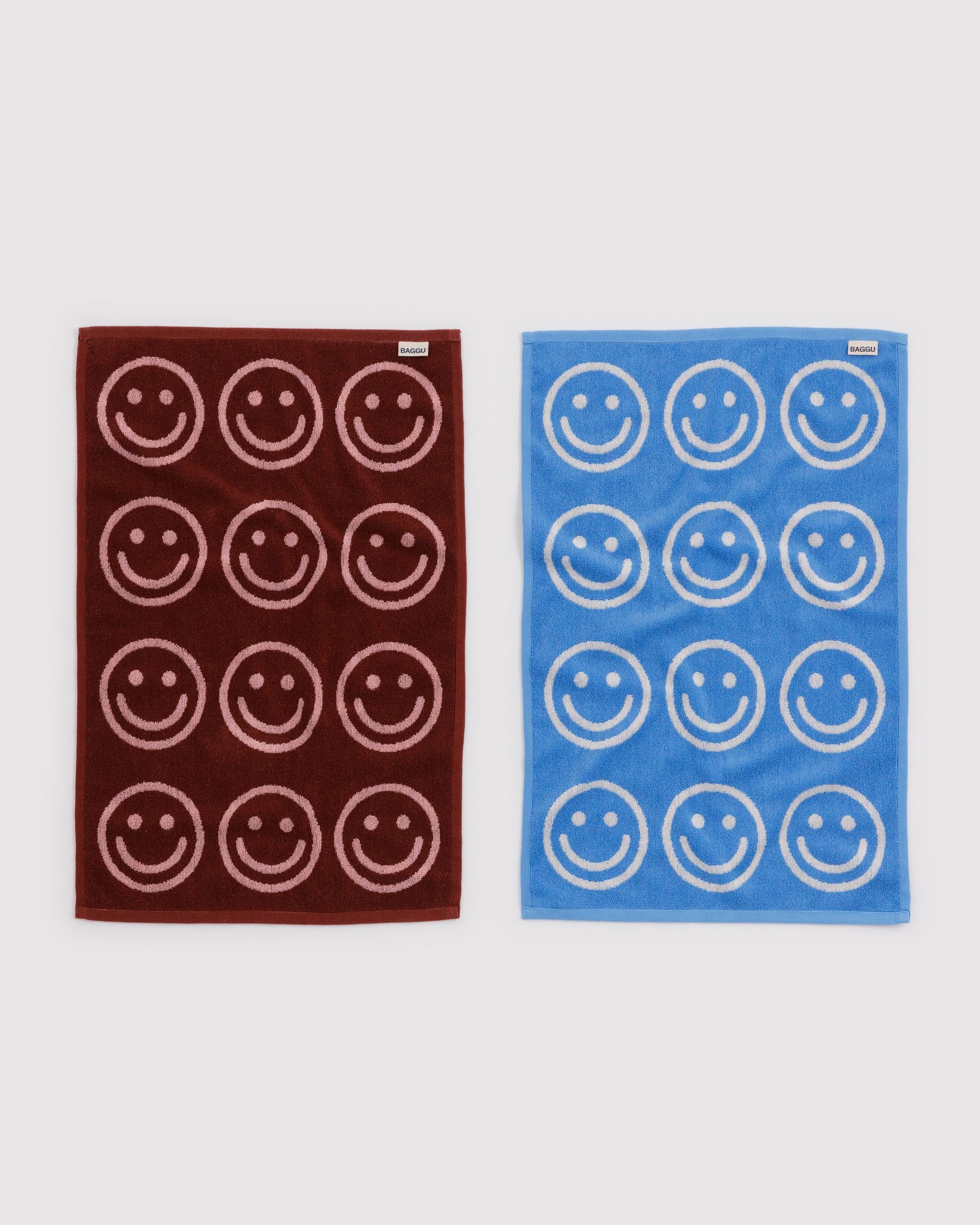 Hand Towel Set of 2 in Sky Blue and Blush Happy - Easy Style