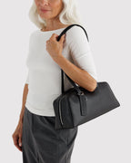 Easy Day to Night Carry - Recycled Leather Bowler Bag in Black