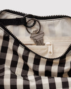 Small Nylon Crescent Bag in Black and Cream Gingham - Easy Style
