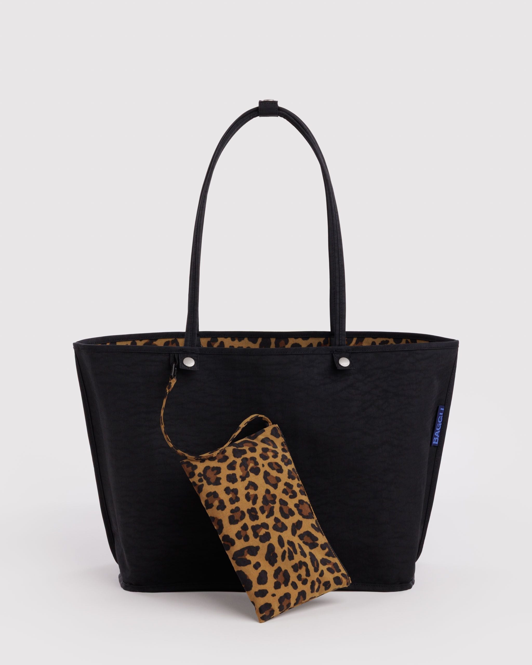 Flexible Daily Tote - Large Nylon Reversible Tote in Leopard Mix