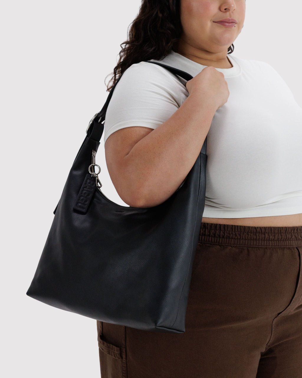Easy Day to Night Carry - Recycled Leather Shoulder Bag in Black