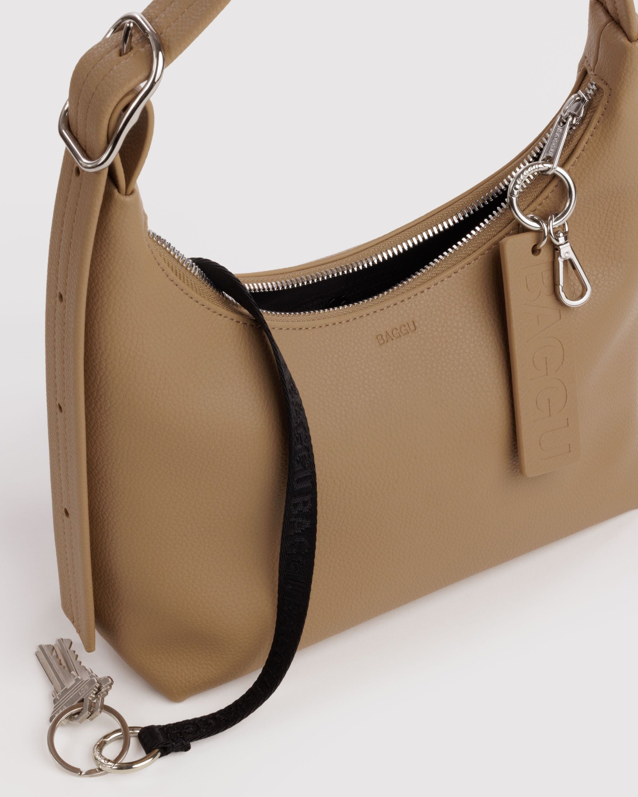Easy Day to Night Carry - Mini Recycled Leather Shoulder Bag in Dune